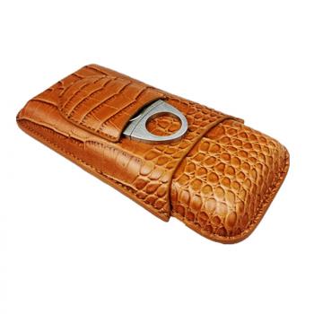 Leather cigar case with cutter